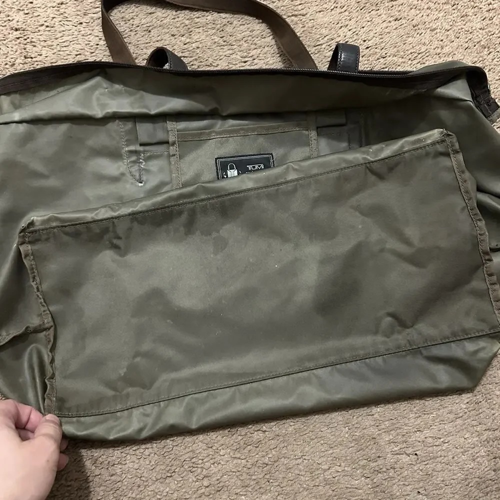 Tumi Pack-a-Way 100% Nylon Taupe Tote with Brown Leather Accents and Handles